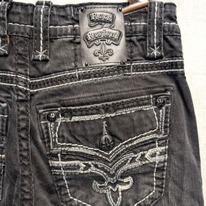 Rock Revival Jeans Men's 32x32 Soren Straight Black Embroidered Y2K Rockabilly